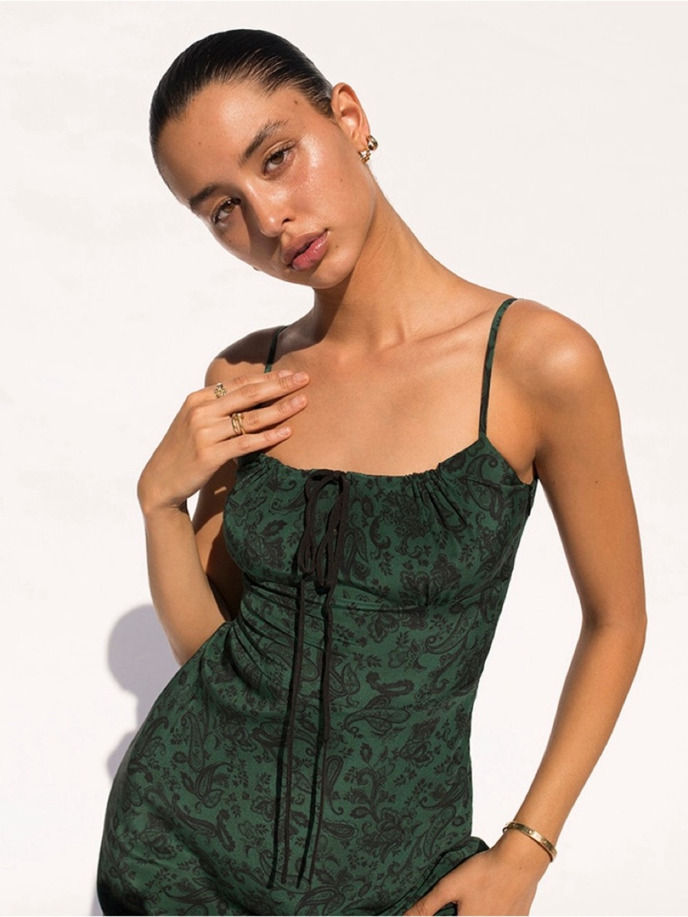 Realisation Par | Inez Silk Mini Dress in Dazed Noir Medium